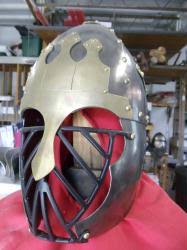 Blackened Steel Rus Helm with brass accents